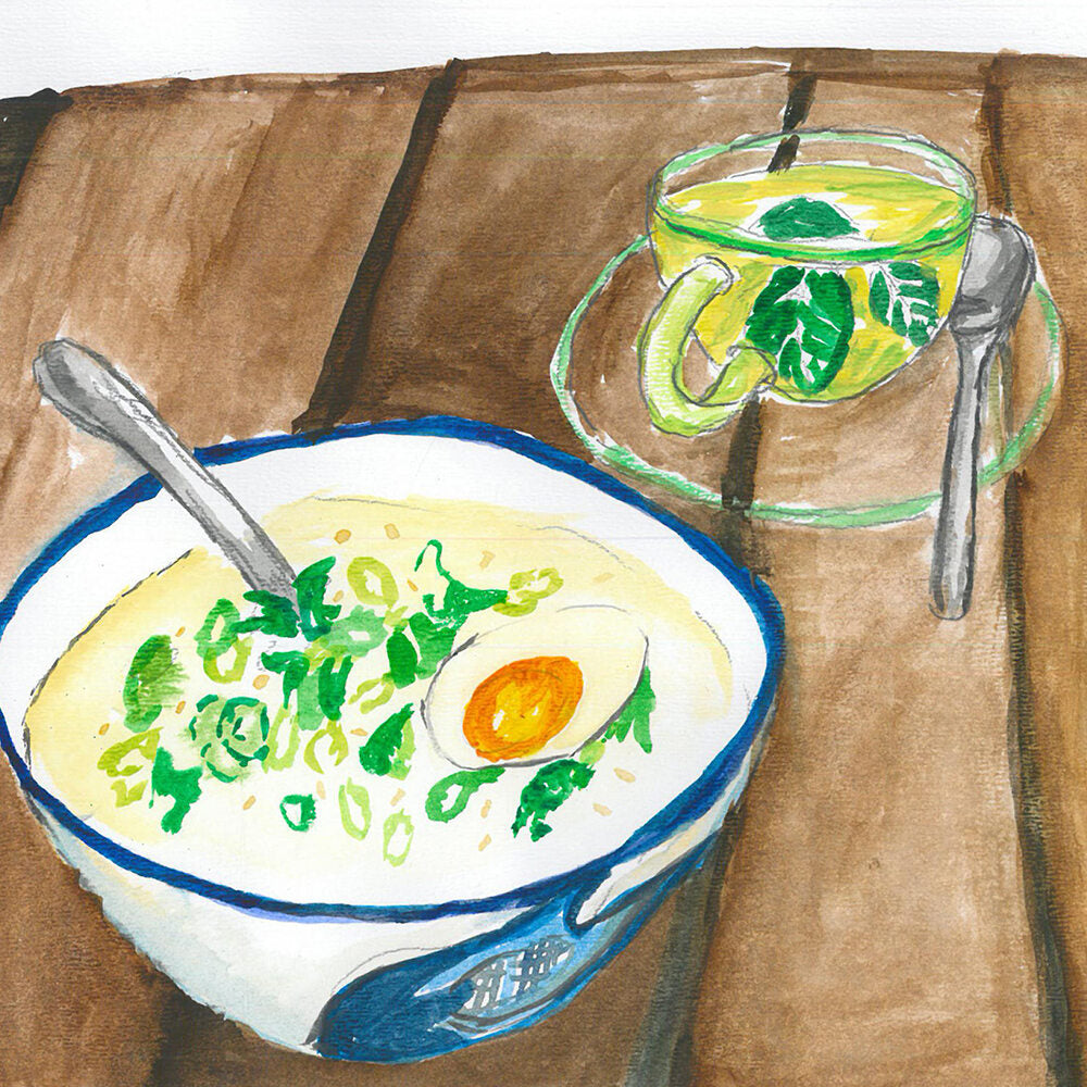 Elysia's Odd Pairing: Congee with Rice Crafter's Selenio Rice and Mint Tea